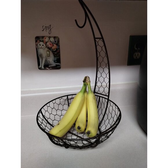 Banana Fruit Basket Hanging Hook Rustic Dark Brown Iron - Picture 7 of 10